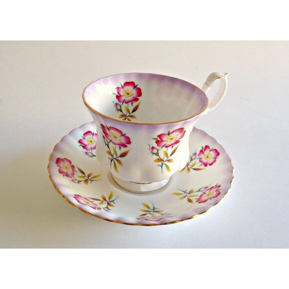 Royal Albert Tea Cup and Saucer Rose Pink Purple Flower Vintage Teacup - Picture 5 of 5